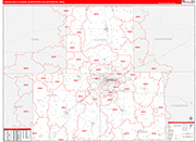 Lansing-East Lansing Metro Area Wall Map Red Line Style